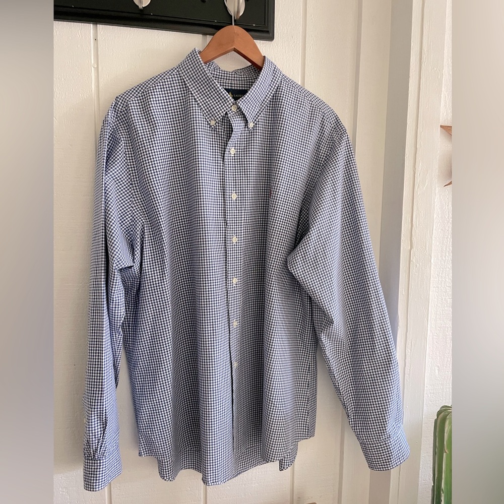 POLO RALPH LAUREN Classic Fit Gingham Oxford Shirt - Blue XXL